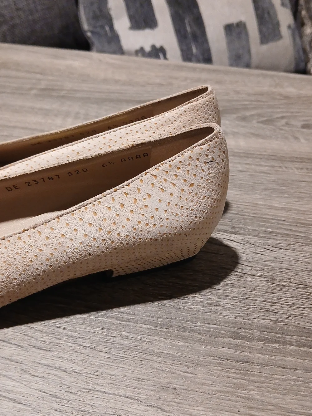 Salvatore Ferragamo Vintage White Perforated Suede Ballet Flats Sz 6.5